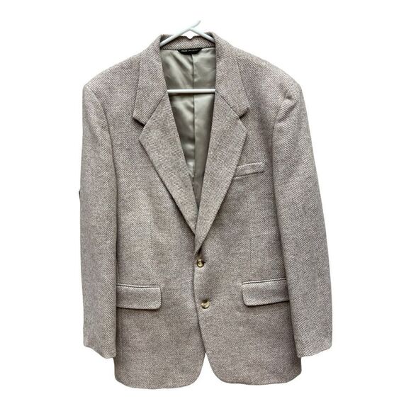 Vintage Jordache Two Button Blazer Suit Jacket Brown Tweed Men's Size 42R Wool - Picture 1 of 9